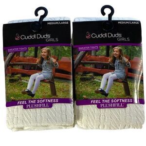 Cuddl Duds Girl’s M/L Ivory Sweater Tights - 2 Pairs